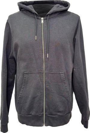 Sandro Logo-Embroidered Zipped Hoodie in Black Cotton
