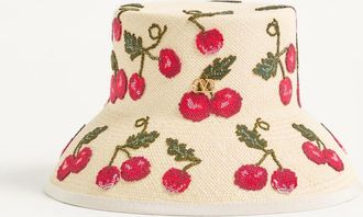 Valentino Garavani Cherryfic Straw Bucket Hat Woman NATURAL/RED L