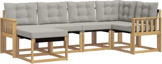 vidaXL Conjunto De Sof&aacute;s De Exterior 6 Uds. Blanco Y Gris Claro Vidaxl