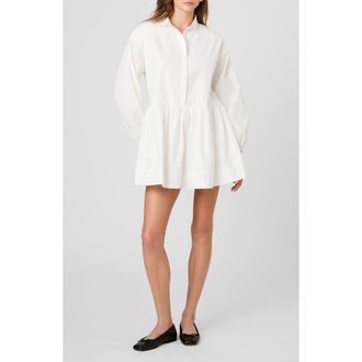 French Connection Cambria Long Sleeve Flare Shirtdress in Summer White at Nordstrom, Size X-Small
