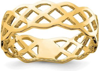 Diamond2Deal 14k Yellow Gold Polished Weave Ring