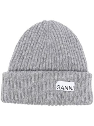 Ganni Wool Ribbed Beanie