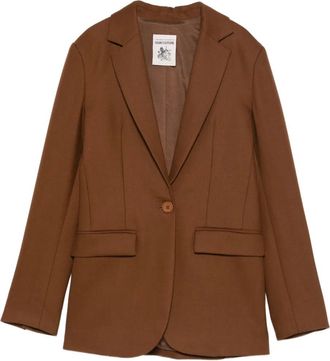 Semicouture Blazer met gekerfde revers en zak - Bruin
