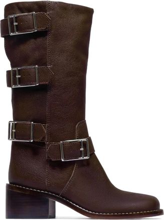 Bernardo Bernardo 1946 50mm triple-buckle leather boots - women - Leather/Leather/Leather - 6.5 - Brown
