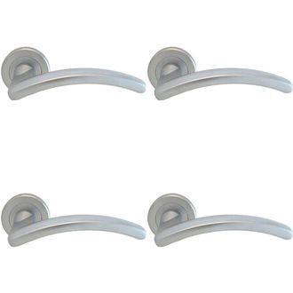 Loops 4x PAIR Oval Shape Arched Bar Handle on Round Rose Concealed Fix Satin Chrome