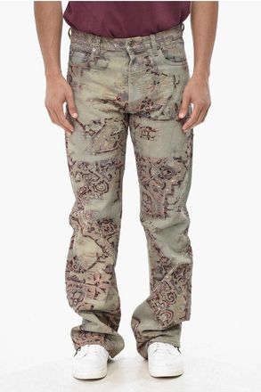 Off-white SEASONAL Printed Denim Jeans TAPEST With 25cm Embroidery size 32