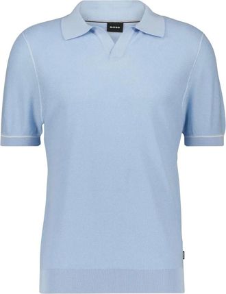 HUGO BOSS Polo Shirts, male, Blue, Size: XL Short-sleeve Knit Polo