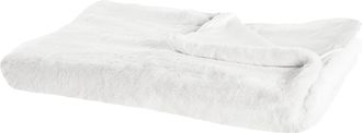 Beliani Manta De Tejido De Poli&eacute;ster Blanco 200 X 220 Cm Mullido Suave Sala De Estar Moderna Chaab