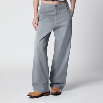 Miu Miu Garment-dyed cotton twill trousers in steel