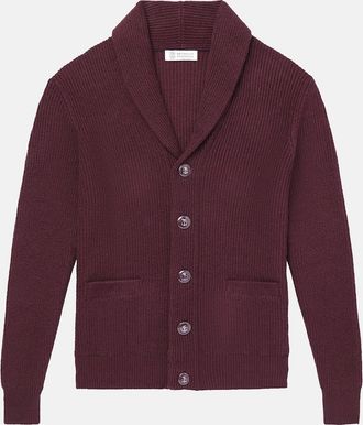 Brunello Cucinelli Mens SHAWL NECK CARDIGAN - Red - Size: 42