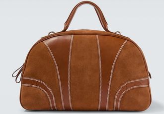 Dries Van Noten Leather-trimmed suede duffel bag