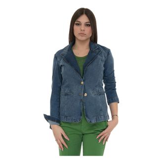 Liu Jo Dames, Jassen, Blauw, Maat: XL Katoen