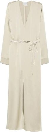 Forte_Forte Argil Wrap Jurk - Dames - Wikkelkleedje - Beige - S - Satijn - Kleedjes