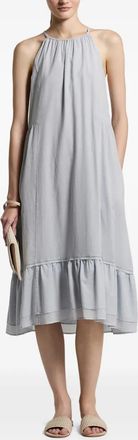 PESERICO Ruffled-Hem Halterneck Dress - Gray