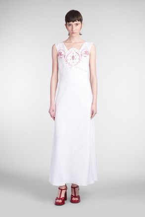 Holy Caftan Abito lungo Athina in lino bianco