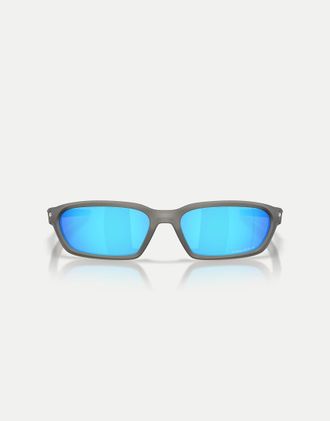 Oakley Terraforma - Occhiali da sole rettangolari color grigio fumo opaco con lenti blu a specchio