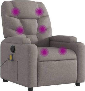 vidaXL Sill&oacute;n De Masaje Reclinable De Tela Gris Taup&eacute; Vidaxl