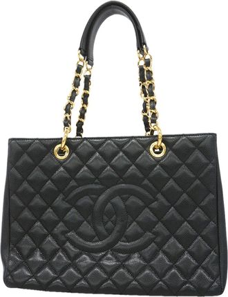Chanel Black Grained Calfskin Tote Bag (Pre-Owned)