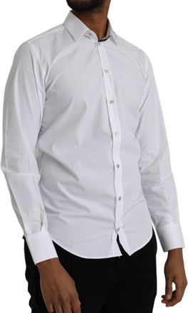 Dolce & Gabbana Mens White Cotton Long Sleeve Dress Martini Shirt