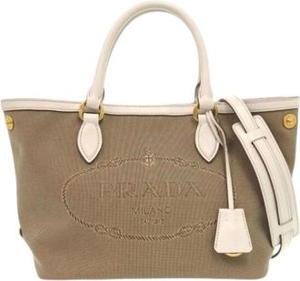 Prada Pre-owned Tote Bags, female, Beige, Size: ONE SIZE Pre-owned Vintage Shoulder Bag