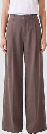 Eleh High-Waisted Palazzo Trousers in Cr&ecirc;pe with Pleats and Belt Loops