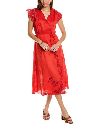 Tracy Reese Plenty Bare Mixed Print Linen Maxi Dress