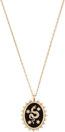 Adina Reyter 14kt gold Dragon ceramic and diamond pendant necklace - women - 14kt Yellow Gold/Diamond/ceramic - One Size