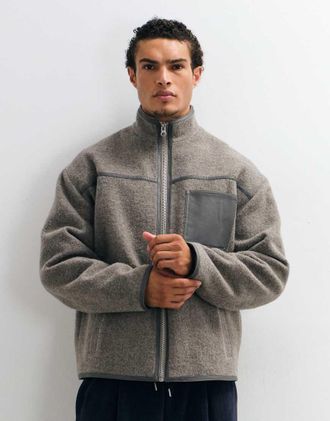 Asos cappotto oversize harrington di lana grigio