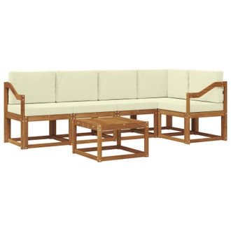 vidaXL Conjunto De Sof&aacute;s De Exterior Con Coj&iacute;n 6 Pcs Natural Y Crema Vidaxl