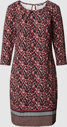 Montego Montego Knielanges Kleid mit Allover-Muster in Bordeaux, Gr&ouml;&szlig;e 36