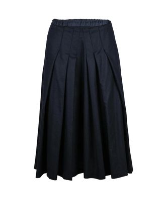 Aspesi Fluid Viscose Flared Skirt with Structured Pleats and Pockets