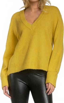 Elan Timeless V-Neck Sweater In Gold