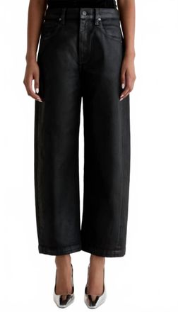 AG - Adriano Goldschmied Hattie Crop Barrel Jean In Leatherette Super Black