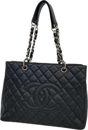 Chanel Black Grained Calfskin Tote Bag (Pre-Owned)
