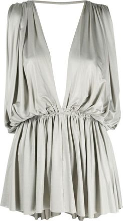 Rick Owens Venus V-neck draped top - women - Spandex/Elastane/Viscose - 42 - Neutrals