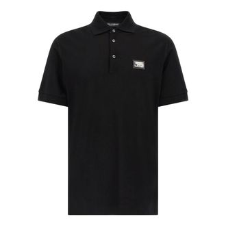 Dolce & Gabbana Logo-tag Piqu&eacute; Polo Shirt - male - Dolce & Gabbana - Polo Shirts - Black - 2XL - Tops