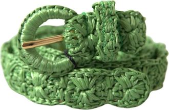 Dolce & Gabbana Geweven Smalle Taille Riem - Dames - Riemen - Groen - ONE Size - Accessoires