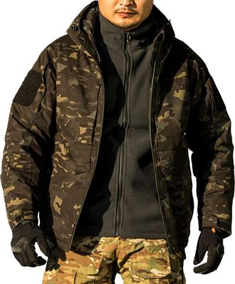Generic Mens Camo Waterproof Ski Jacket Winter Warm Snow Coat Windproof Mountain Raincoat Snowboarding Hooded Jackets, Dark Green, XXL