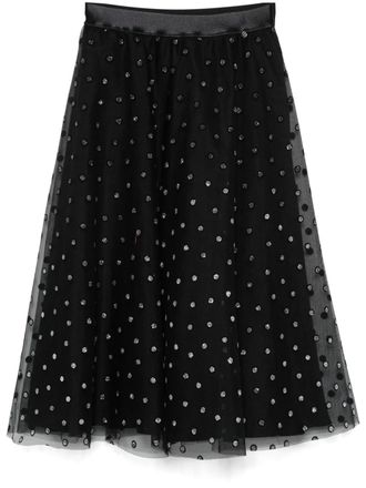 Nissa polka-dot print midi skirt - Black