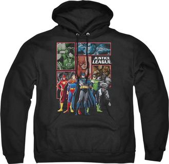Gildan Justice League of America New Justice League of America Panels Adult Pull Over Hoodie / Hooded Sweatshirt