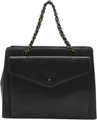 Chanel Pre-owned Vintage Tote Bag - Dames - Vintage Shopper - Zwart - ONE Size - Leer - Vintage