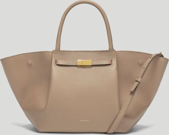 DeMellier The Midi New York in Dark Sand Small Grain Leather Shoulder bag