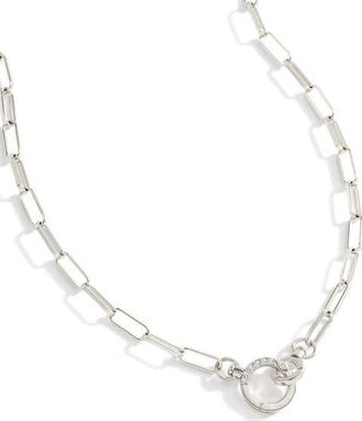 Mint & Lily Pave Mint Paperclip Necklace in Silver at Nordstrom