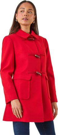 Roman Womens Petite Patch Pocket Duffle Coat - Red - Size 16 UK