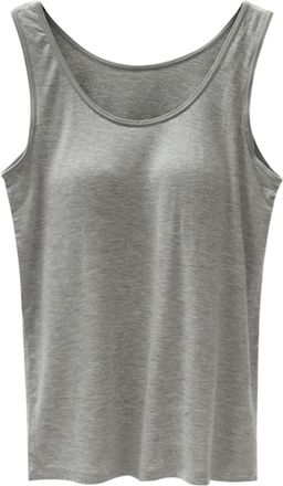Generic Women With Chest Pads Five Fingers Without Steel Ring Bra Cups One Sports Camisole Slimming Shirt (Grey, XXXL)