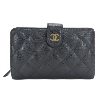 Chanel Matelasse Black Grained Calfskin Wallet (Bi-Fold) (Pre-Owned)