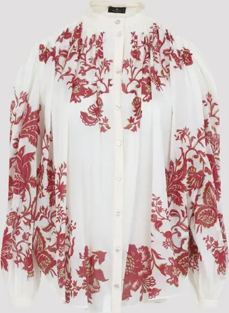 Etro Etro Pleates Band Collar Shirt