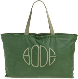 Bode Waxed Cotton Zip Tote in Green at Nordstrom