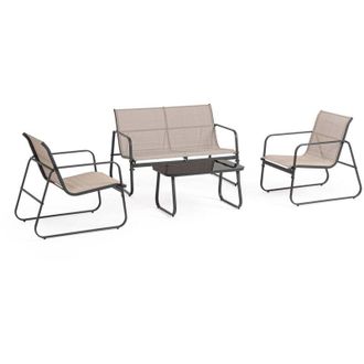 Decorspace Decor Space - Salotto con poltrone e tavolino Gonzalo struttura in acciaio per veranda e giardino -Tortora
