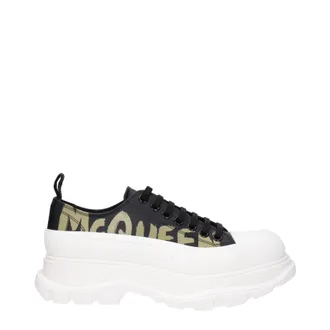 Alexander McQueen Alexander Mc Queen Herrens Sneakers Leder Schwarz/Khaki